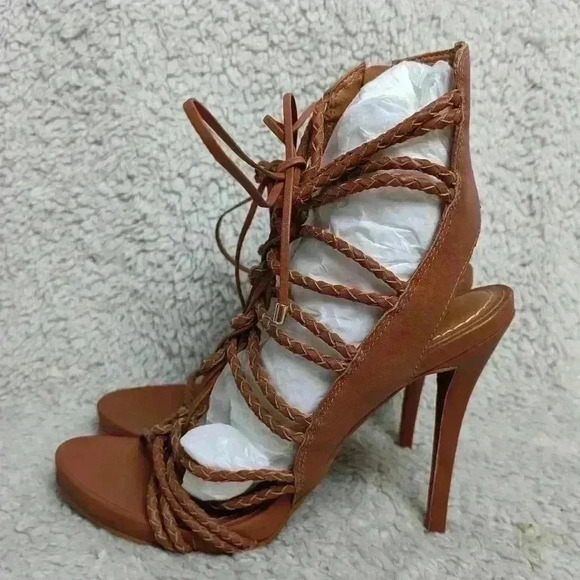 NWT L'INTERVALLE heel sandals size 6 Tan LEATHER NEW !! Made in  Brazil - Picture 4 of 11